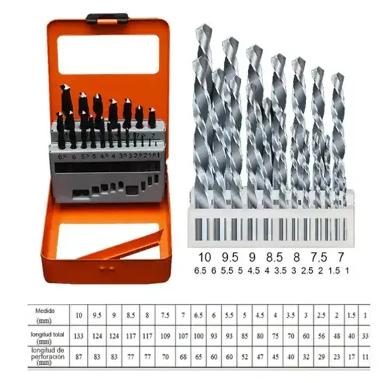 Imagen principal de Juego de Brocas para Metal 1.5 a 6mm (13 pzs)